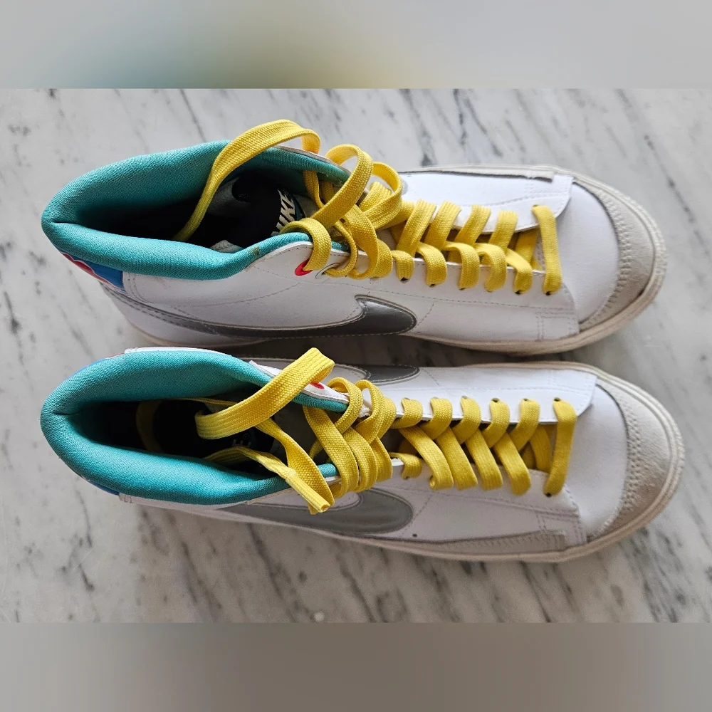 Nike Blazer Mid '77 Big Kids' Shoes‎ White-Metallic Silver Sz 5.5Y